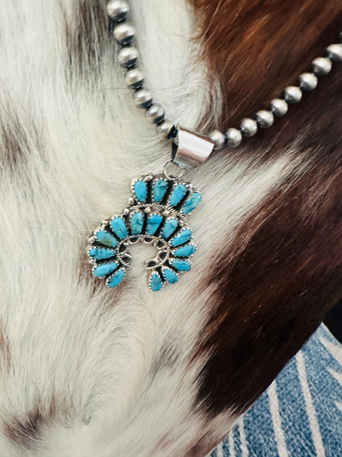 Handcrafted Turquoise & Sterling Silver Naja Necklace