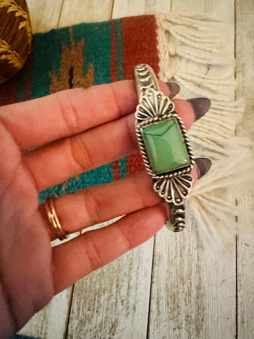 Handcrafted Old Pawn Sterling Silver & Turquoise Cuff Bracelet