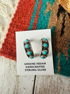 Navajo Turquoise & Sterling Silver Hoop Earrings
