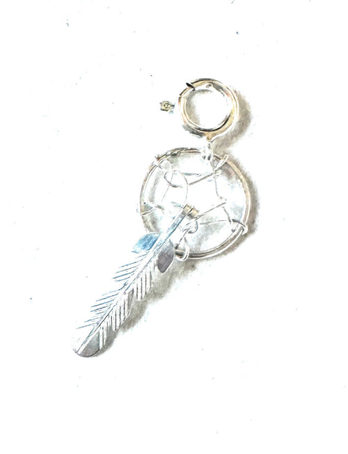 Navajo Crafted Sterling Silver Mini Dream Catcher Charm