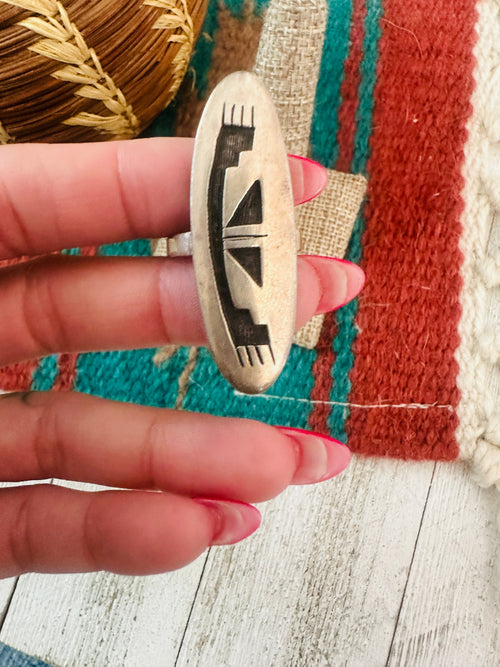 Old Pawn Hopi Sterling Silver Overlay  Ring size 9