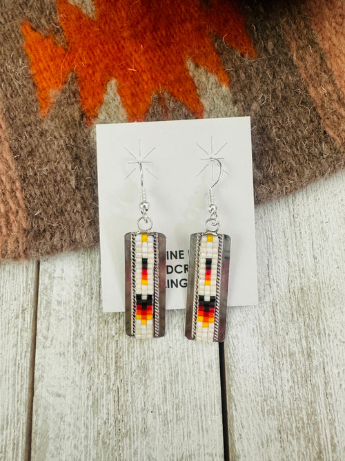 Navajo Handmade Multicolor Beaded Dangle Earrings