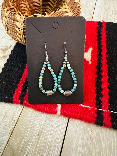 Handcrafted Turquoise & Sterling Silver Beaded Dangle Earrings