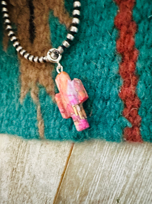 Navajo Hand Carved Pink Mojave Saguaro Cactus Charm
