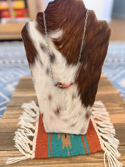 Handmade Sterling Silver & Pink Dream Mojave Beaded Necklace