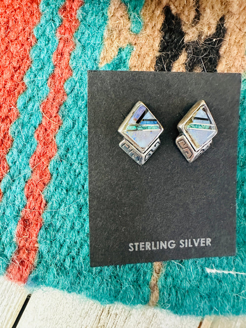 Navajo Opal & Sterling Silver Inlay Stud Earrings