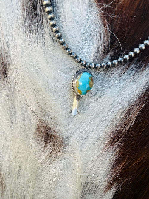 Handcrafted Turquoise & Sterling Silver Beaded Blossom Necklace