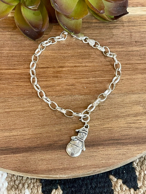 Native Handmade Sterling Silver CHRISTMAS SNOWMAN Charm