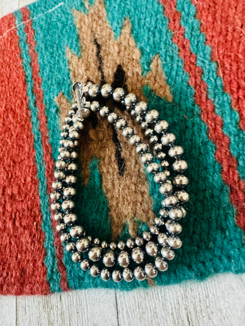 Navajo Sterling Silver Pearl Triple Strand Beaded Bracelet