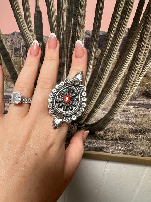 Beautiful Handmade Pink Dream Mojave And Sterling Silver Adjustable Statement Ring