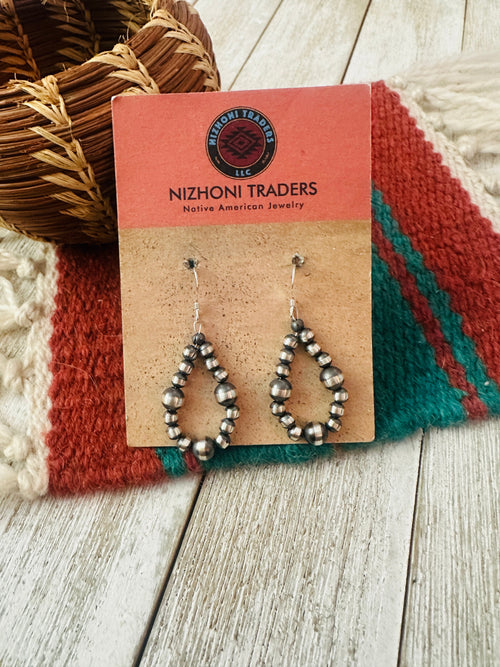 Handcrafted Sterling Silver Beaded Dangle Hoop Earrings