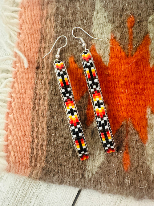 Navajo Handmade Multicolor Beaded Dangle Earrings