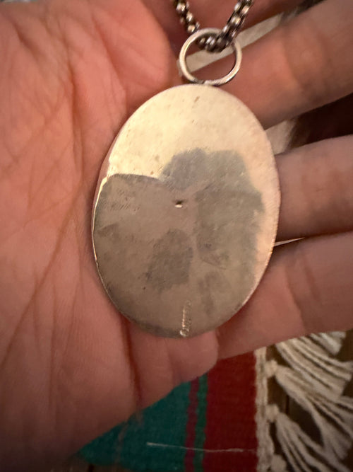 Old Pawn Handcrafted Turquoise & Sterling Silver Necklace