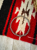 Navajo Sterling Silver 4mm Pearl Beaded Stretch Bracelet