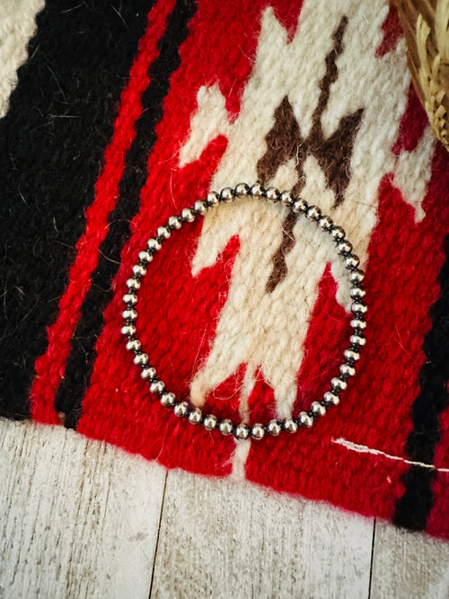 Navajo Sterling Silver 4mm Pearl Beaded Stretch Bracelet