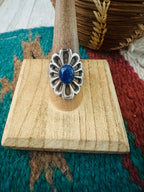 Navajo Sterling Silver & Lapis Flower Ring