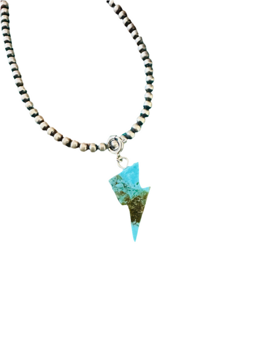 Navajo Hand Carved Turquoise Lightning Bolt Charm