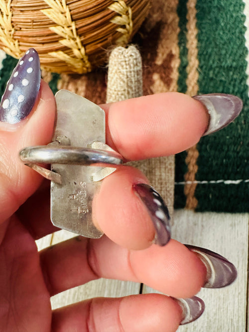 Old Pawn Handcrafted Lapis & Sterling Silver Ring Size 6.5