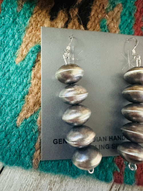 Navajo Sterling Silver Pearl Beaded Dangle Earrings