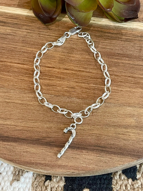 Native Handmade Sterling Silver CHRISTMAS CANDY CANE Charm