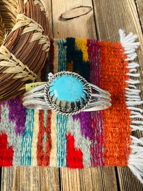 Handcrafted Old Pawn Sterling Silver & Turquoise Cuff Bracelet