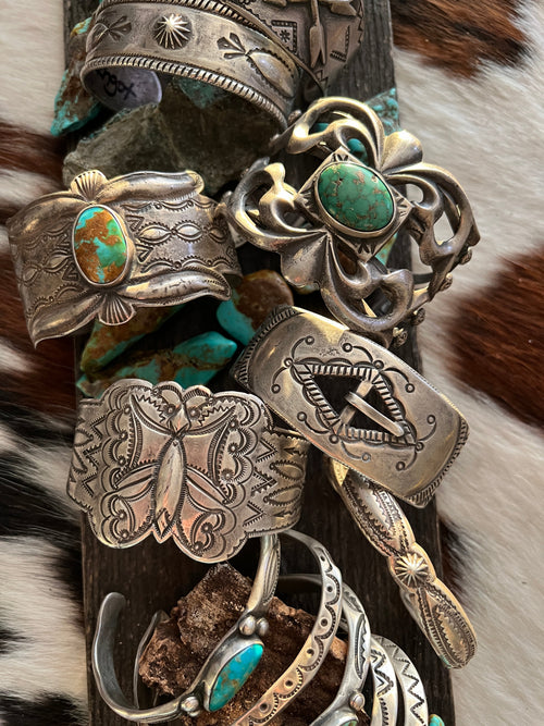 Hand Forged Old Pawn Sterling Silver Ingot Cuff Bracelet by Santa Fe Artist, Buffalo: The Buckle