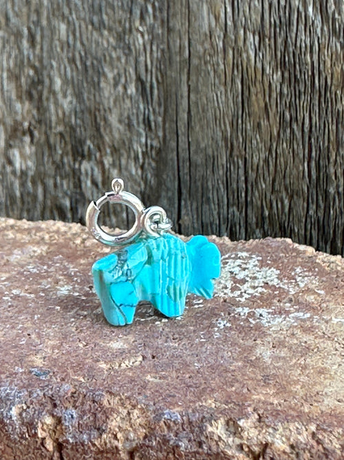 Zuni Hand Carved Turquoise Buffalo Charm