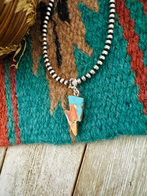Navajo Hand Carved Spice Lightning Bolt Charm