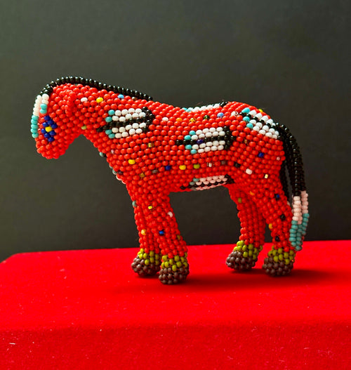 Handmade Peyote Stitched Horse Figurine- Red 1