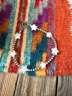 Handcrafted Pink Conch, Mother of Pearl & Sterling Silver Pearl Star Beaded Bracelet