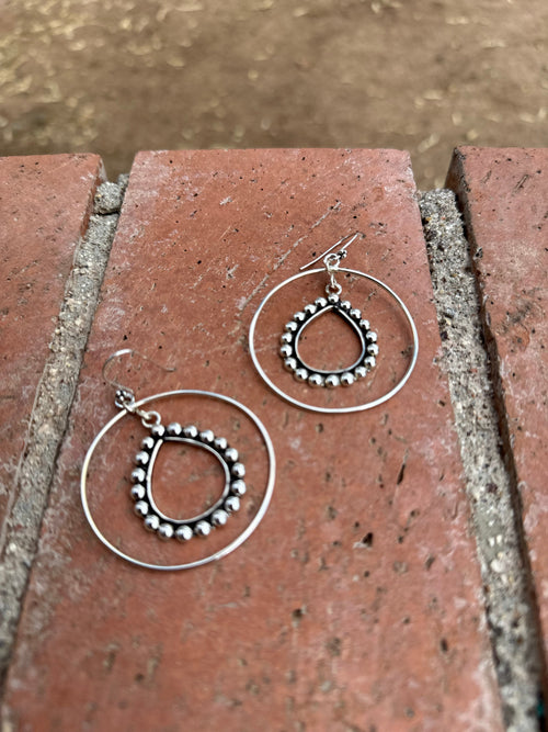 Handmade Sterling Silver Ball Hoop Earrings