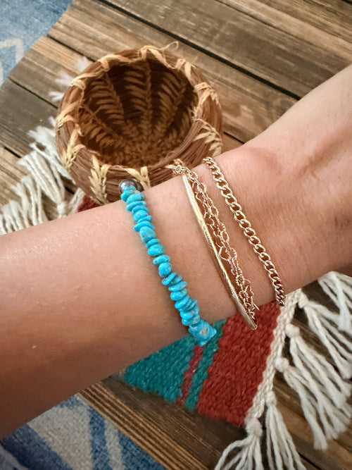 Handcrafted Turquoise & Copper Beaded Bracelet