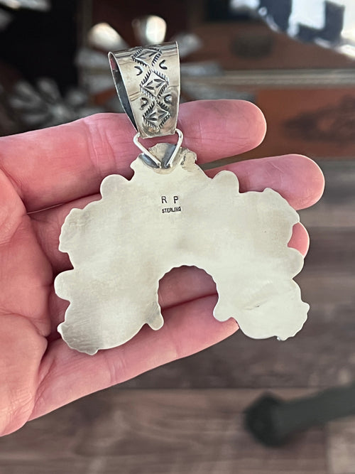 Handcrafted Sterling Silver and Royston Turquoise Naja Pendant by Rosella Paxson