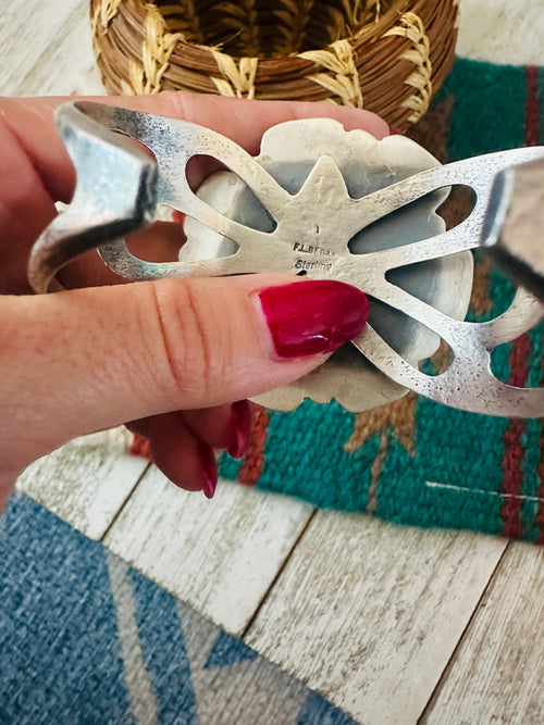 Handcrafted Old Pawn Sterling Silver & Queen Pink Conch Cluster Cuff Bracelet