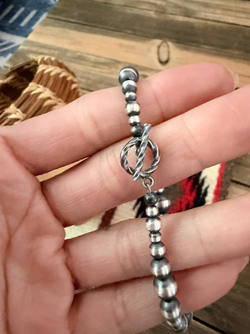 Handcrafted Sterling Silver Pearl Beaded Bracelet