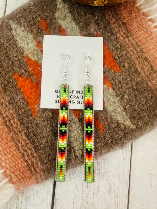 Navajo Handmade Multicolor Beaded Dangle Earrings