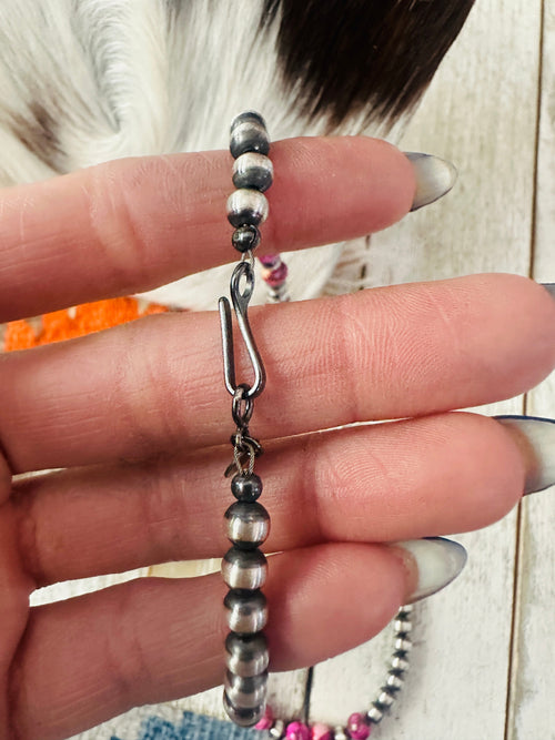 Navajo Sterling Silver & Pink Mojave Beaded Necklace