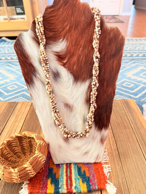 Old Pawn Handcrafted Heishi Shell 5 strand Beaded 26” Necklace