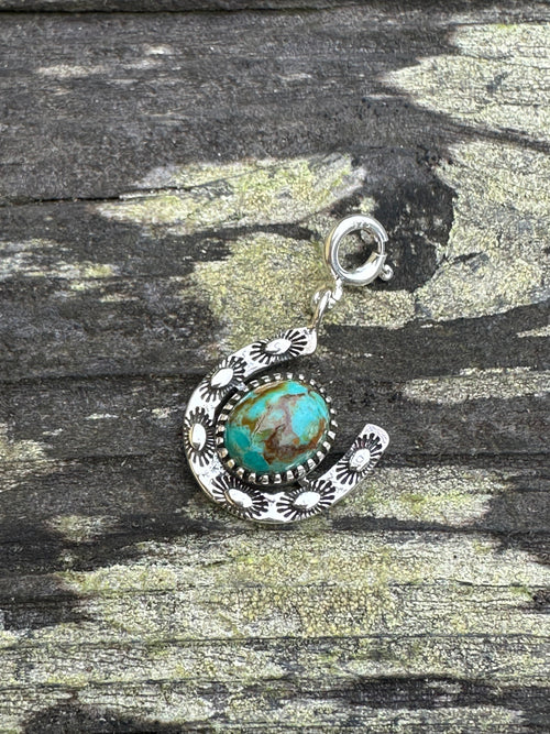 Sterling Silver and Royston Turquoise Horseshoe Charm