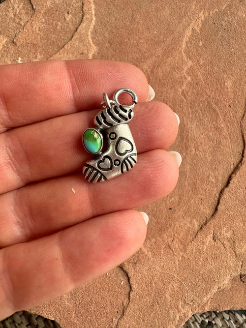 Handmade Sterling Silver and Sonoran Mountain Turquoise STOCKING Charm