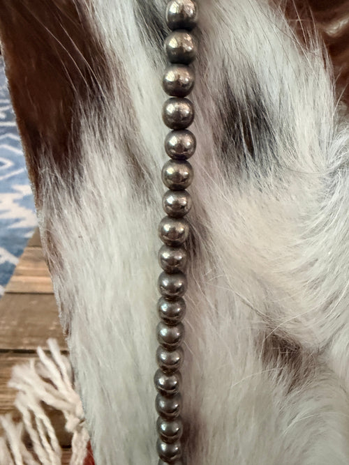 Old Pawn Handcrafted 8mm Sterling Silver Pearl 28” Beaded Necklace