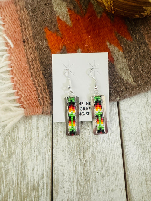 Navajo Handmade Multicolor Beaded Dangle Earrings