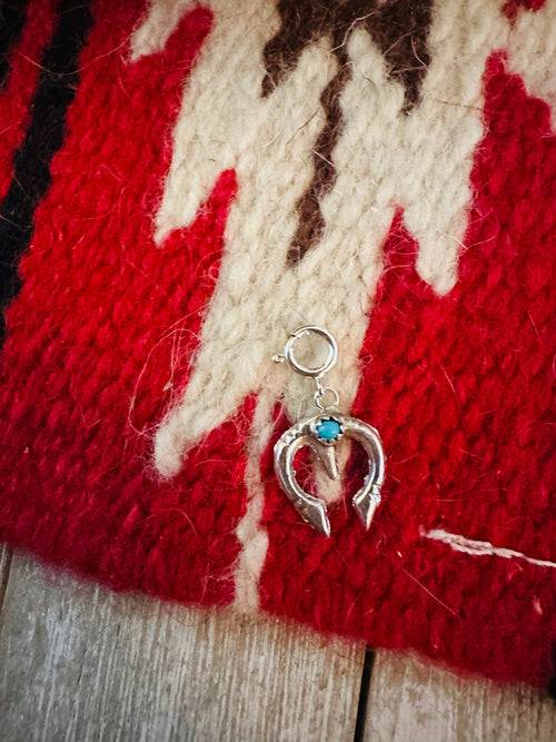 Navajo Crafted Turquoise & Sterling Silver Naja Charm