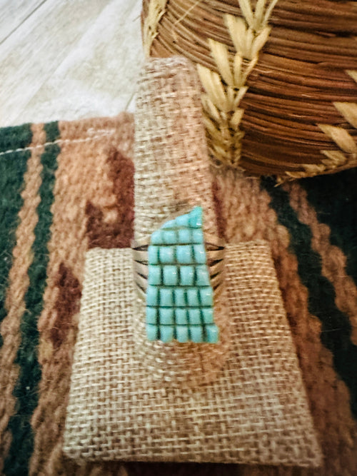 Old Pawn Turquoise and Sterling Silver Ring Size 9.5