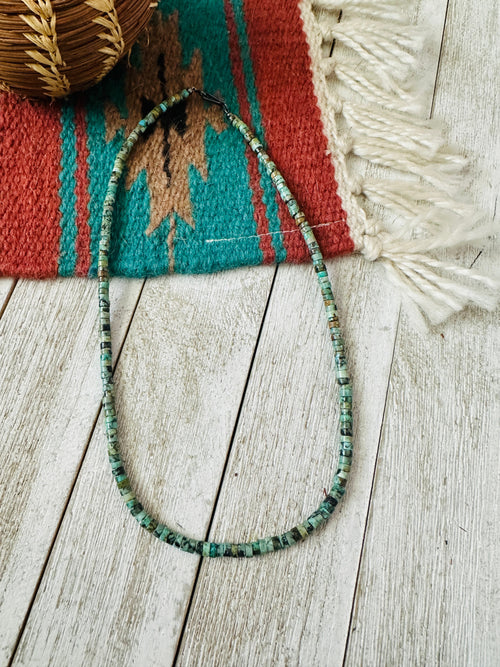 Navajo Turquoise & Sterling Silver 18” Beaded Necklace