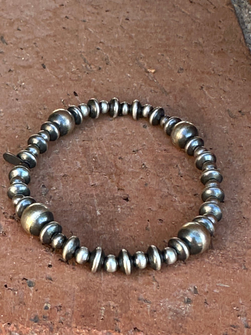 Handmade Sterling Silver 4mm-6mm Beaded Bracelet