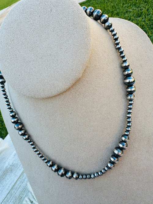 16” Sterling Silver Pearl Beaded Necklace