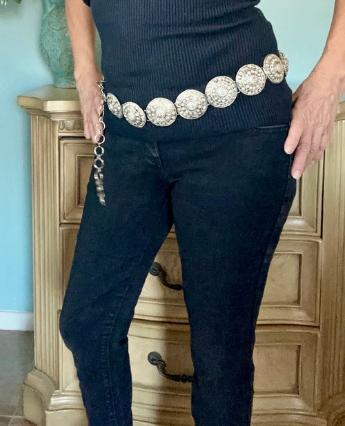 Antique Vintage Silver-Plated Brass Belt