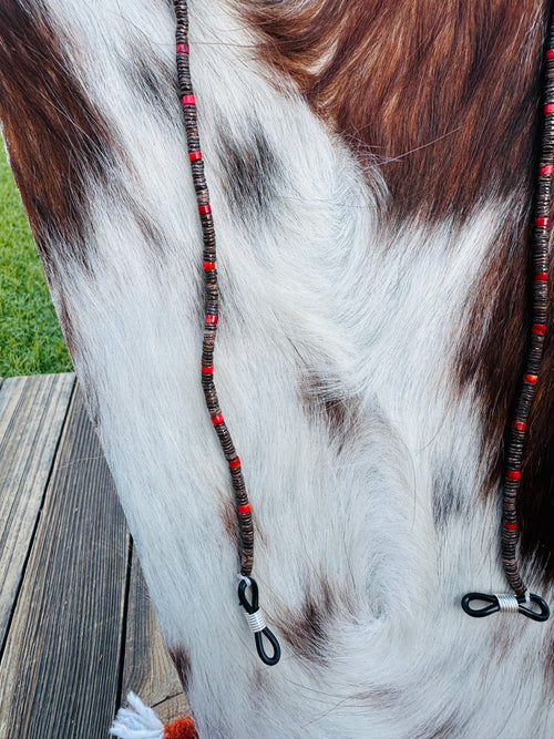 Handcrafted Coral & Heishi Beaded Glasses Strap