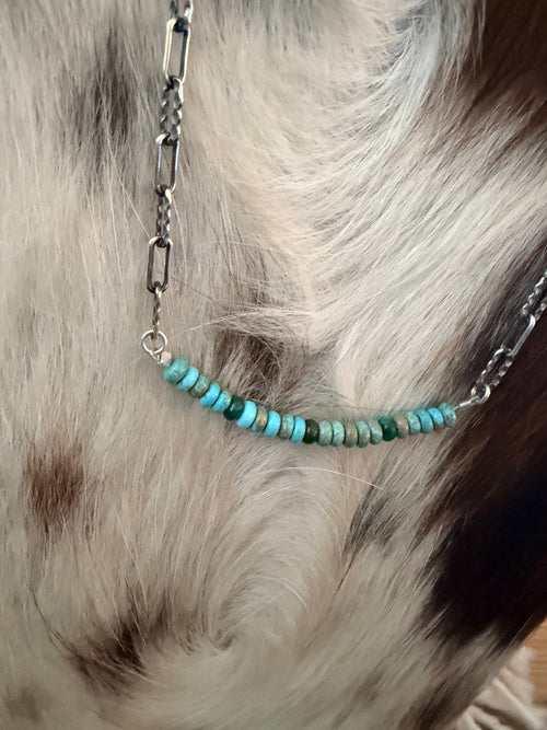 Handmade Sterling Silver & Turquoise Beaded Necklace